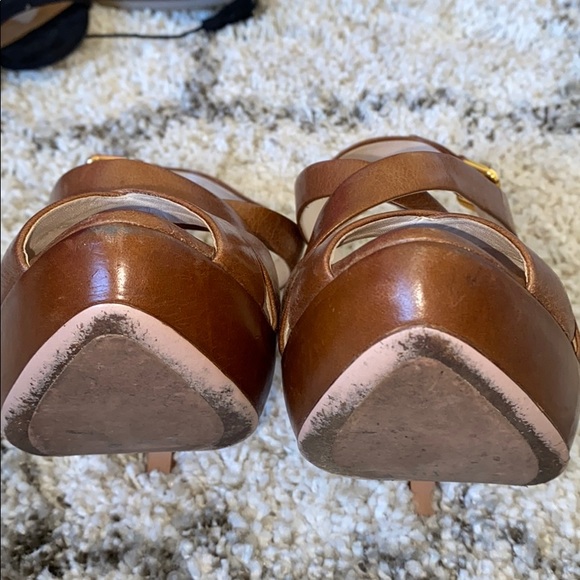 Prada Platform Tan Criss Cross Slingbacks! Mint! - Picture 4 of 9